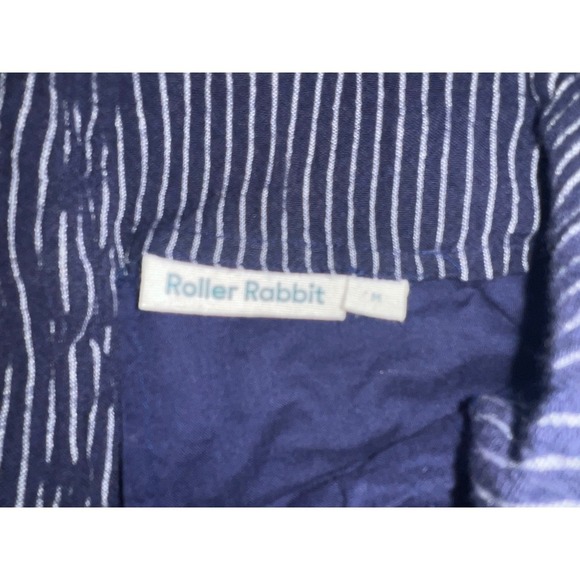 Roller Rabbit Blue & White Striped Cotton Pants sz M | Bohemian Wide-Leg Style - Picture 3 of 8
